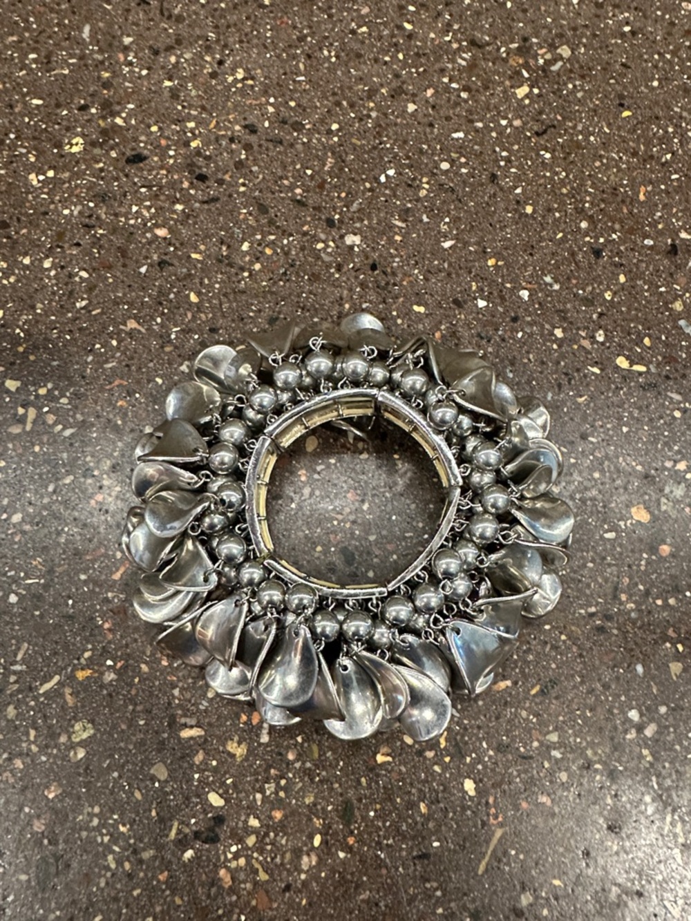 Vintage! Chunky Silver-Tone Charm Cluster Bracelet